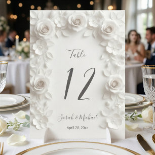 Numéro De Table Arc de fleurs sculptées blanches pour mariage