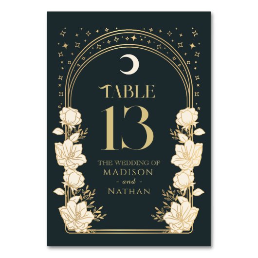 Numéro De Table Arc élégant céleste Art Nouveau Mariage (Dos)