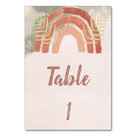 Numéro De Table Arc-en-ciel Boho (Dos)