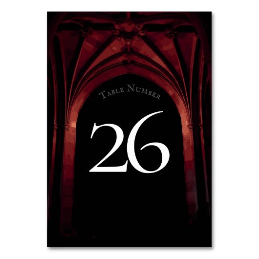 Numéro De Table Arc gothique Mariage élégant Noir Noir Noir Rouge (Dos)