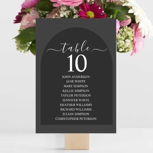 Numéro De Table Arc gris foncé simple moderne