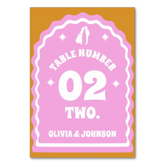 Numéro De Table Arc rose et jaune rétro (Par défaut)