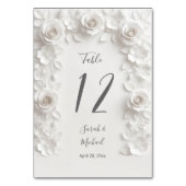 Numéro De Table Arche de fleurs sculptées blanches pour mariage (Dos)