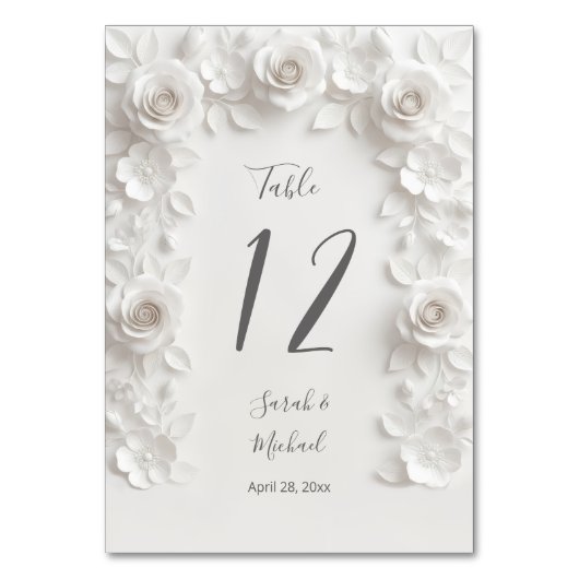 Numéro De Table Arche de fleurs sculptées blanches pour mariage (Par défaut)