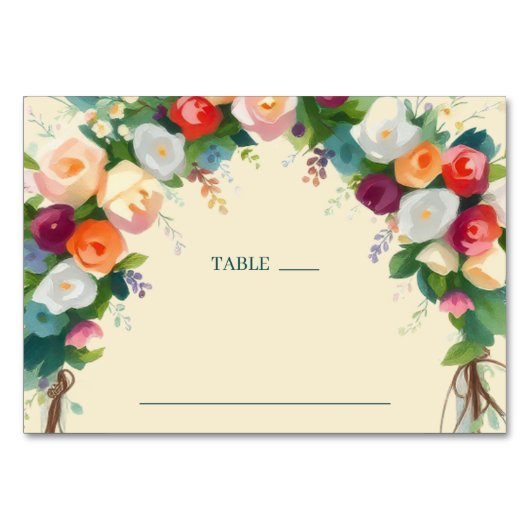 Numéro De Table Arche florale aquarelle romantique (Devant)