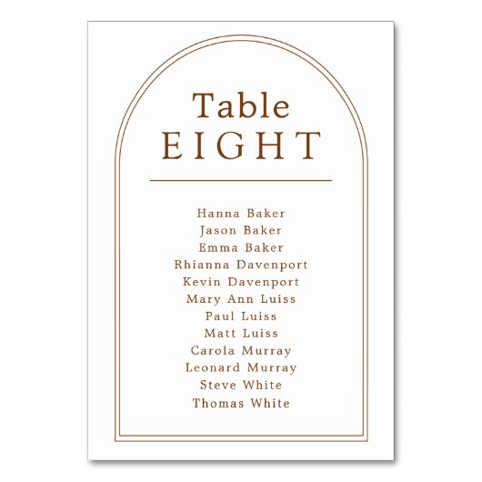 Numéro De Table Arche minimale du tableau des places (Par défaut)