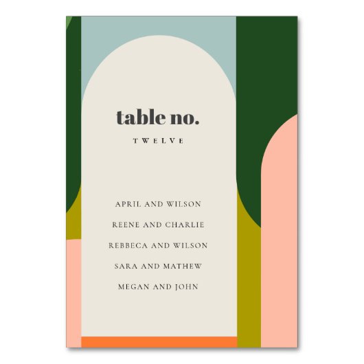 Numéro De Table Arche rétro super Abstrait Mariage (Dos)