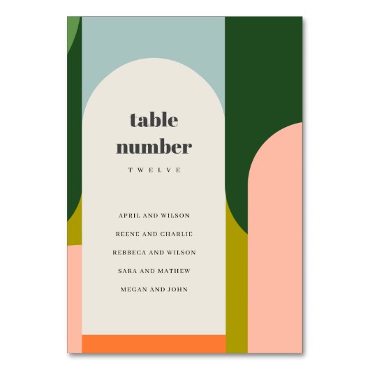 Numéro De Table Arche rétro super Mariage Abstrait (Dos)