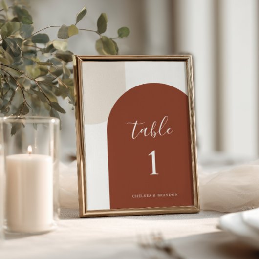 Numéro de Table Arche Rustique Bohème Orange Brûlé