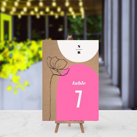 Numéro De Table Arches florales Mariage Monogramme rose