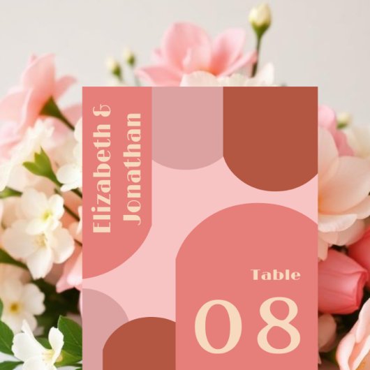 Numéro De Table Arches rétro Coral rose Mariage