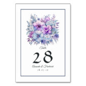 Numéro De Table Argent, bleu Icy et Mariage floral Lilac (Dos)