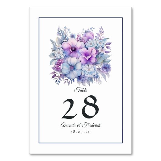 Numéro De Table Argent, bleu Icy et Mariage floral Lilac (Par défaut)