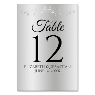 Numéro De Table Argent Gradient Élégant Vintage Flourish Mariage