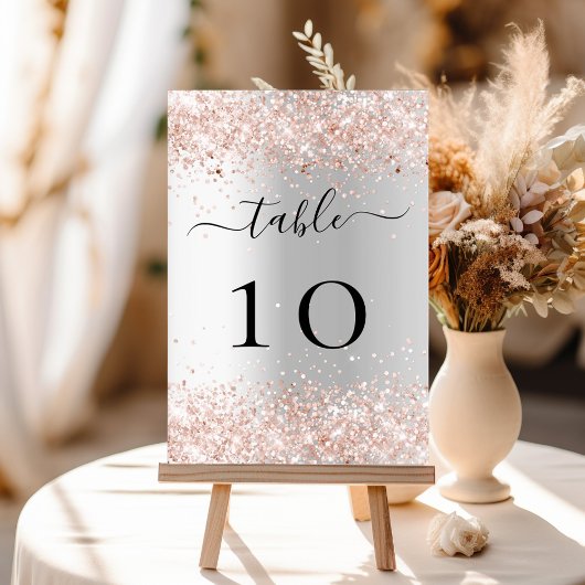 Numéro De Table Argent rose or scintille élégant