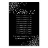 Numéro De Table Argent sur Black Elegant Wedding Seating Chart (Dos)