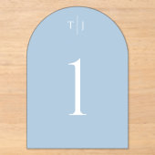 Numéro de table arqué bleu poussiéreux, carte de t (Recto)