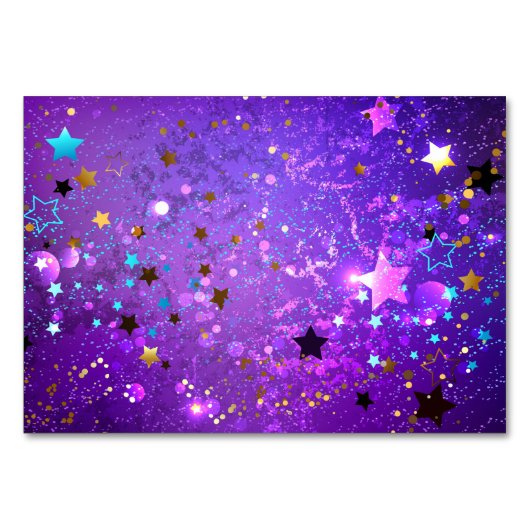 Numéro De Table Arrière - plan de feuille violet avec étoiles (Devant)