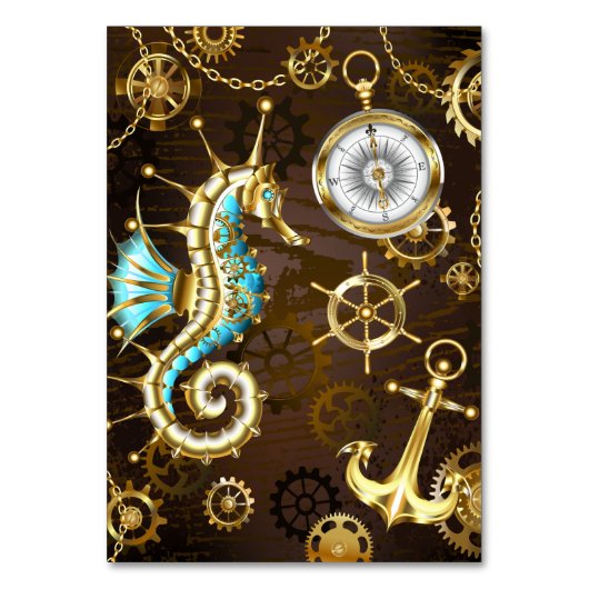 Numéro De Table Arrière - plan en bois avec cheval de mer mécaniqu (Par défaut)