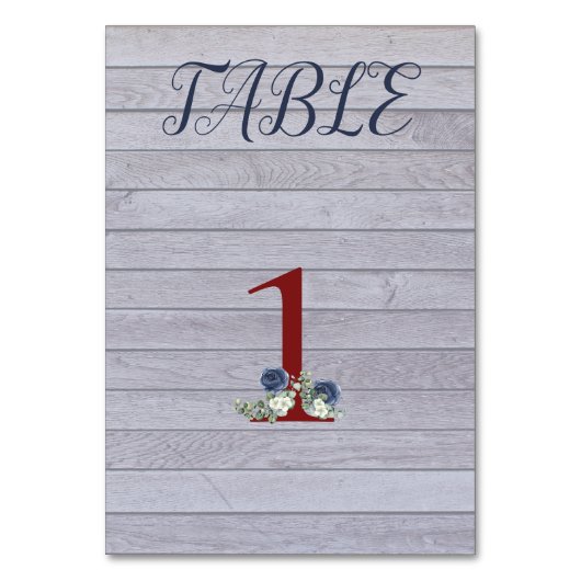 Numéro De Table Arrière - plan en bois avec fleurs bleues et blanc (Par défaut)