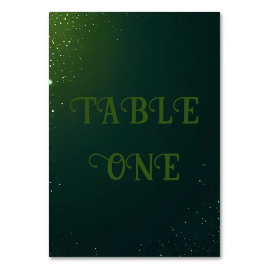 Numéro De Table Arrière - plan Mariage Élégant Green Sparkle (Dos)