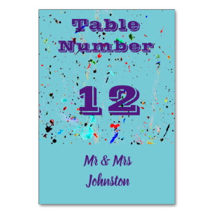 Numéro De Table Art abstrait éclaboussures et taches de peinture