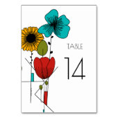Numéro De Table Art contemporain Nouveau Floral Mariage (Dos)
