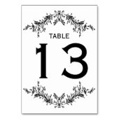 Numéro de table | Art de ligne florale noir et bla (Dos)