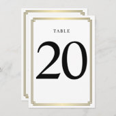 Numéro De Table Art Déco Blanc Et Or (Devant / Derrière)