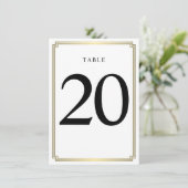 Numéro De Table Art Déco Blanc Et Or (Debout devant)