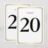 Numéro De Table Art Déco Blanc Et Or (Devant / Derrière)