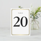 Numéro De Table Art Déco Blanc Et Or (Debout devant)