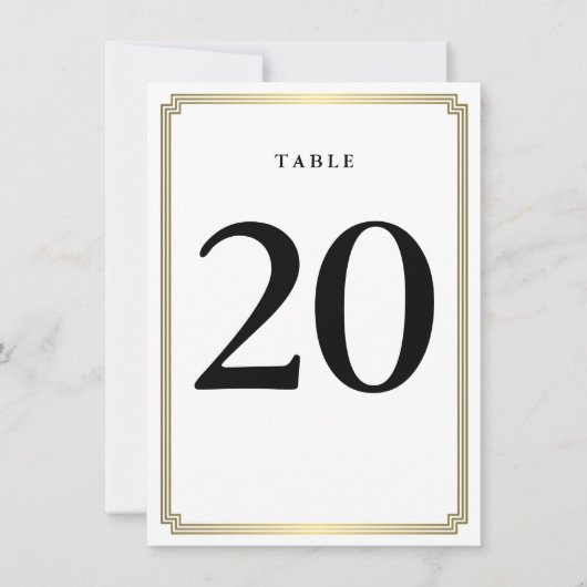 Numéro De Table Art Déco Blanc Et Or (Devant)