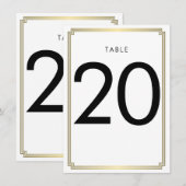 Numéro De Table Art Déco Blanc Et Or (Devant / Derrière)
