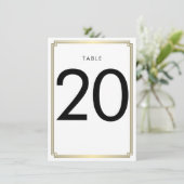 Numéro De Table Art Déco Blanc Et Or (Debout devant)