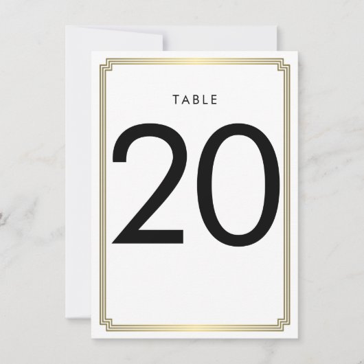 Numéro De Table Art Déco Blanc Et Or (Devant)