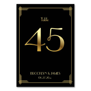 Numéro de table Art Déco Gatsby 45 Or Noir