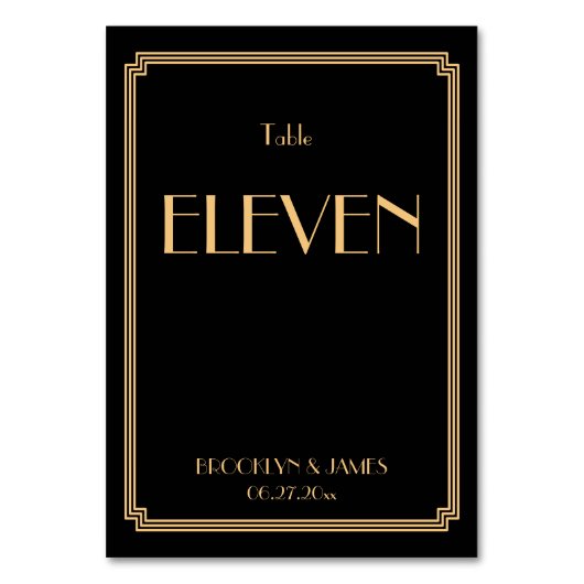 Numéro De Table Art Déco Grand Gatsby Black Mariage Numéros (Par défaut)