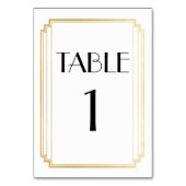 Numéro de table Art Déco Mariage or & blanc (Dos)