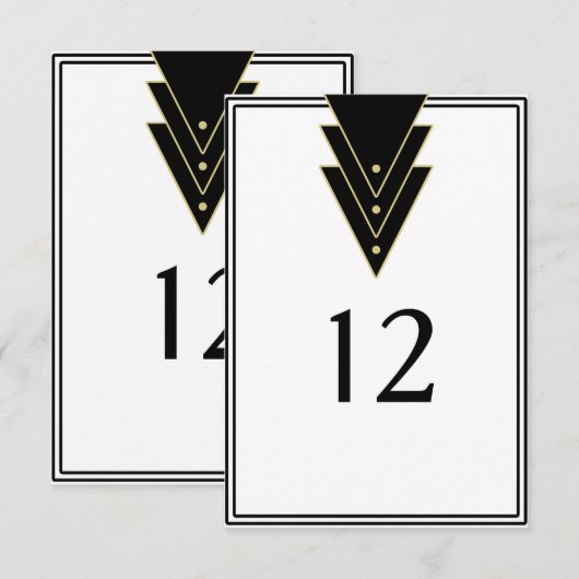 Numéro de table Art déco moderne Tuxedo (Devant / Derrière)