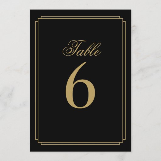 Numéro de table Art Déco Noir Et Or (Devant)
