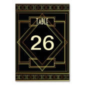 Numéro De Table art déco noir et or grandes portes par mariage (Dos)