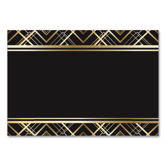 Numéro De Table Art déco, noir, or, élégant, chic, monogramme prêt (Devant)