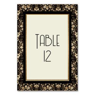 Numéro De Table Art Déco Nouveau Elégant Noir Blanc Or Mariage