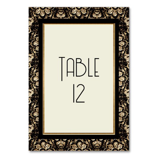 Numéro De Table Art Déco Nouveau Elégant Noir Blanc Or Mariage (Par défaut)