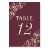Numéro De Table Art déco Nouveau | Rose Bourgogne Gold Ornamental (Par défaut)