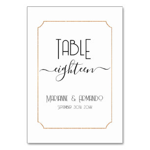 Numéro De Table Art Déco Nouveau Vintage Élégant Rose Mariage Or