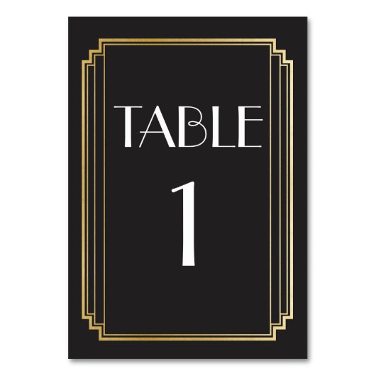Numéro de table Art Déco Or et Mariage noir (Dos)
