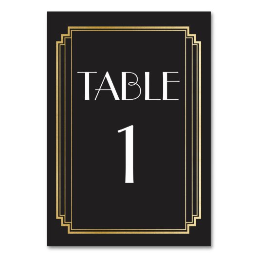 Numéro de table Art Déco Or et Mariage noir (Par défaut)