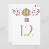 Numéro de table Art Déco violet et taupe (Devant / Derrière)